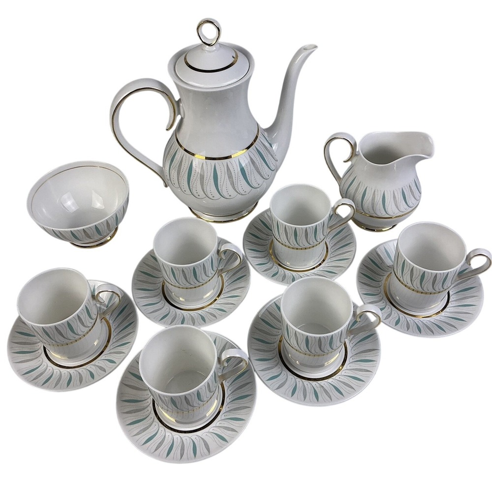 Ridgway Caprice Bone China‎ Tea Set England Cups Saucers Teapot Creamer 15pc